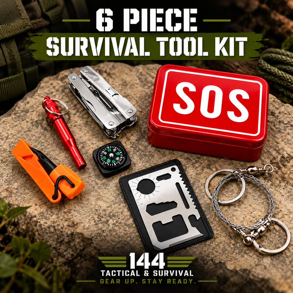 6-Piece SOS Survival Tool Kit with Compact Storage Tin