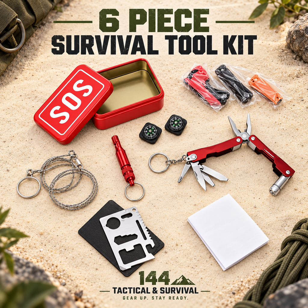 6-Piece SOS Survival Tool Kit with Compact Storage Tin