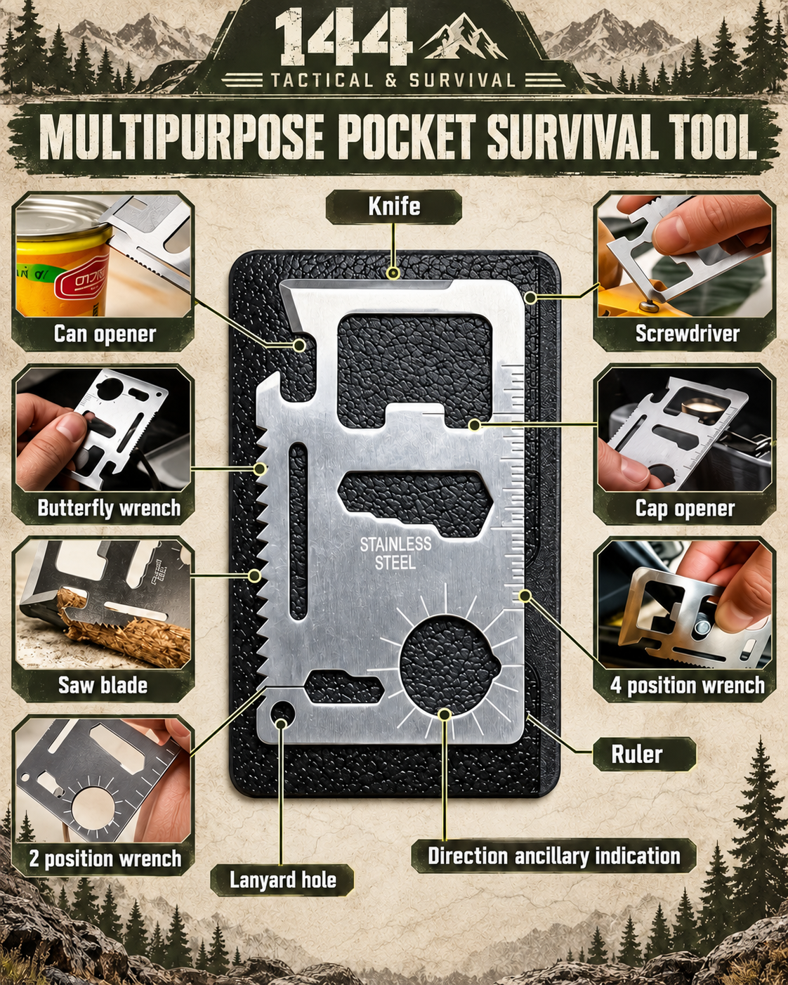 6-Piece SOS Survival Tool Kit with Compact Storage Tin