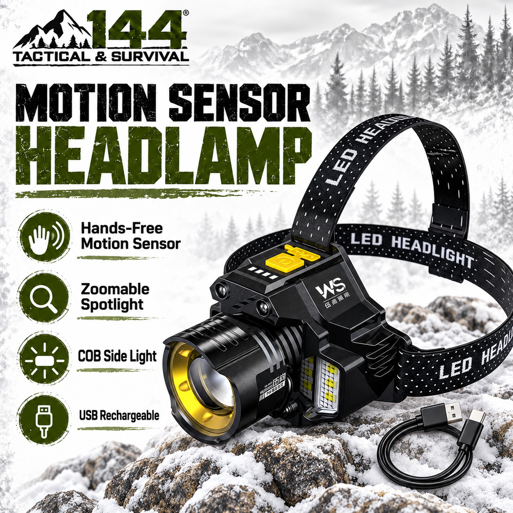 Rechargeable Motion Sensor LED Headlamp with COB Light