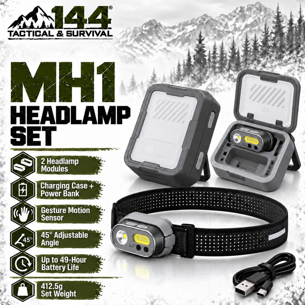 MH1 Rechargeable Motion Sensor LED/COB Headlamp with 6600mAh Charging Case