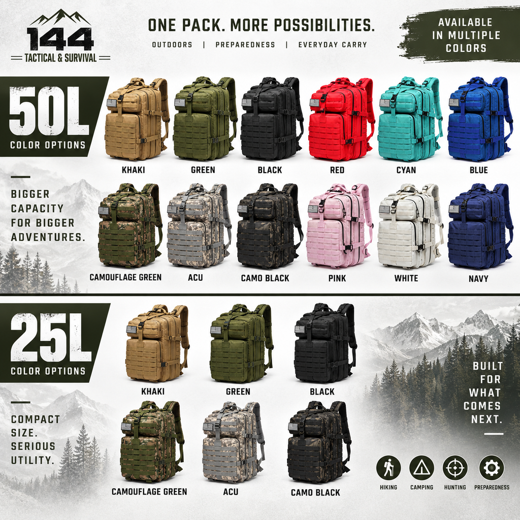 MOLLE Tactical Assault Backpack 1000D– 25L & 50L