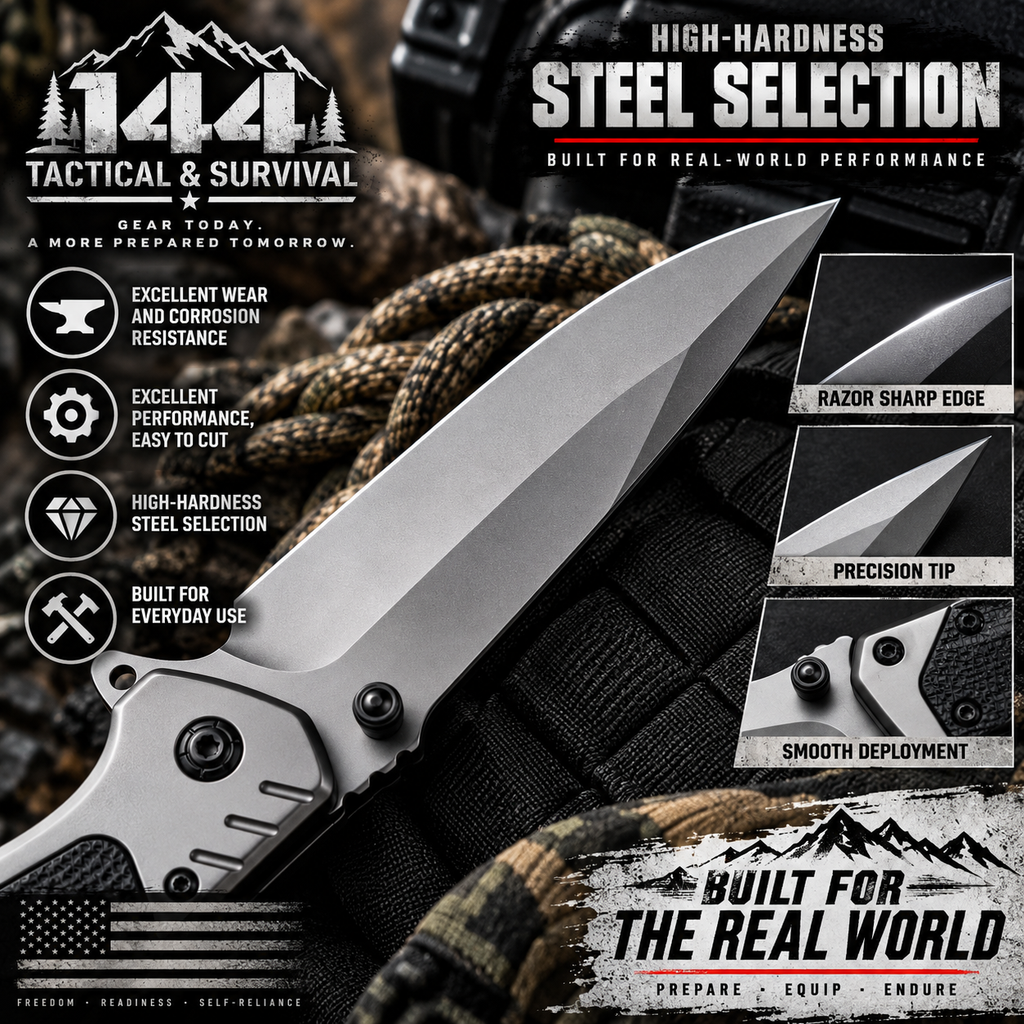 EDC, Tactical Spring Assisted Folding Rescue Pocket Knife. Integrated Glass Breakerand Seatbelt Cutter.
