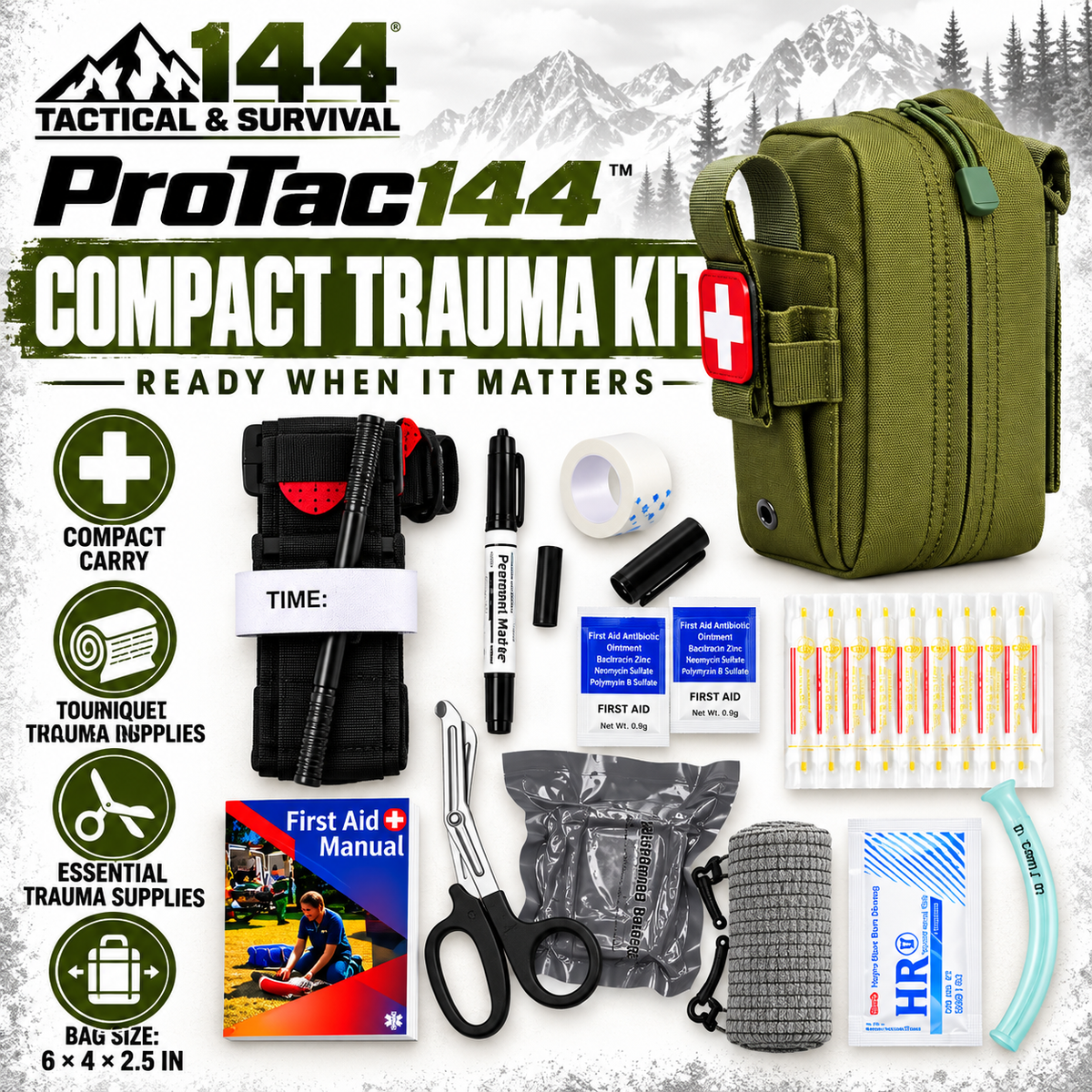 EDC Emergency IFAK (Individual First Aid Kit), First Responder Ready IFAK.
