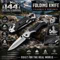 EDC, Tactical Spring Assisted Folding Rescue Pocket Knife. Integrated Glass Breakerand Seatbelt Cutter.