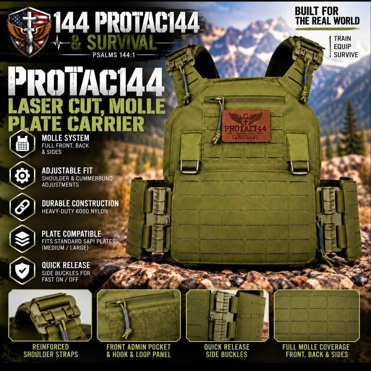 ProTac144 Laser-Cut MOLLE Tactical Plate Carrier