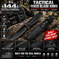 144 Tactical Fixed-Blade Survival Knife with Molle Sheath.