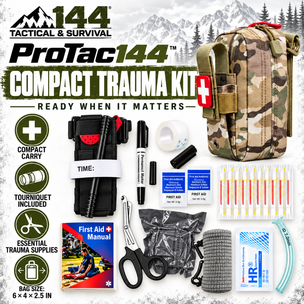 EDC Emergency IFAK (Individual First Aid Kit), First Responder Ready IFAK.