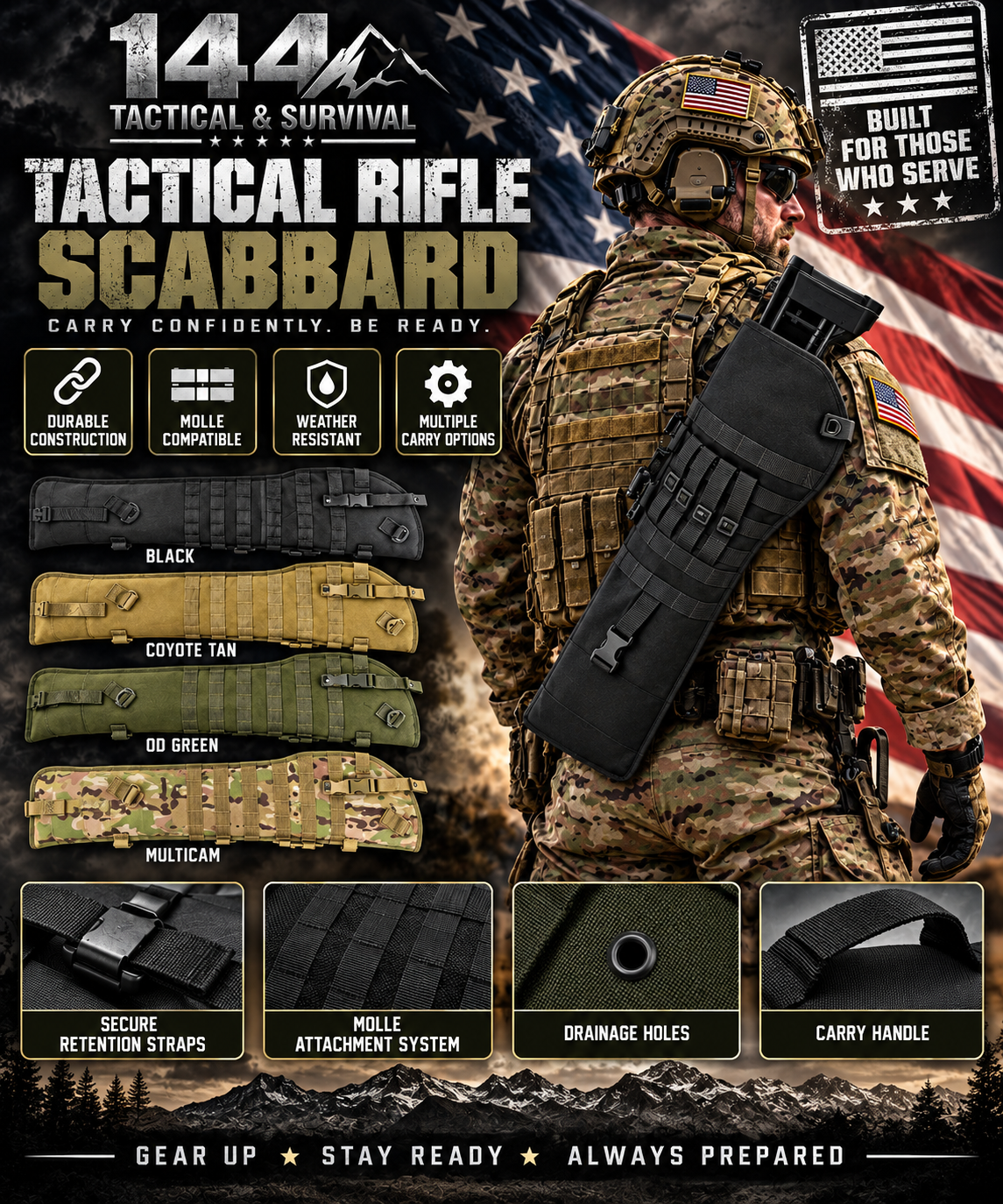 34" Tactical Long Gun Rifle Scabbard