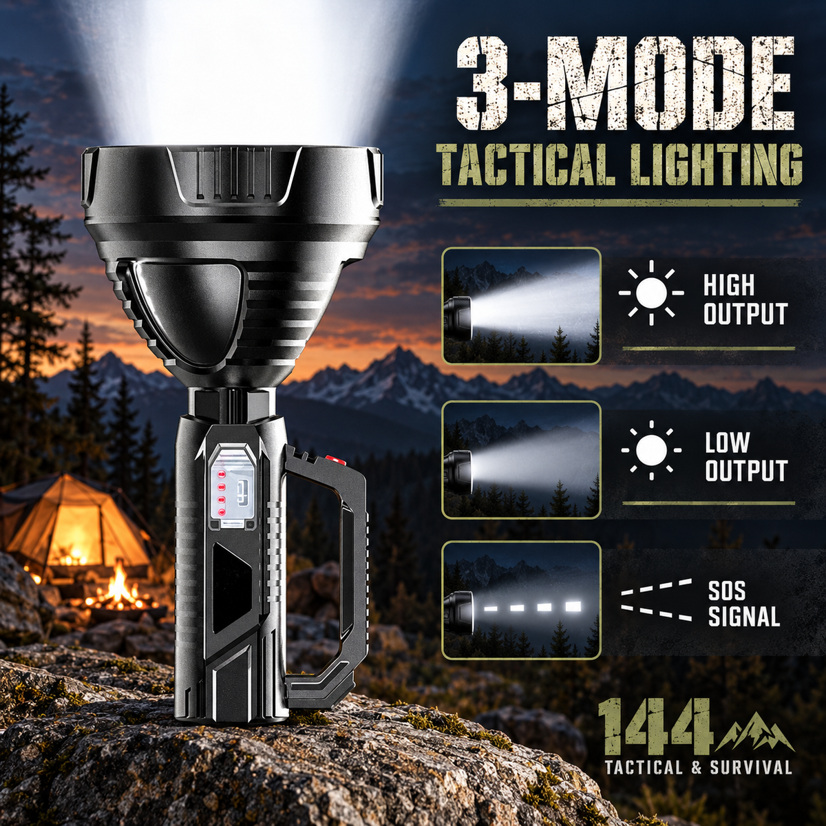 XHP70 Rechargeable LED Emergency Spotlight with Power Bank 150000LM