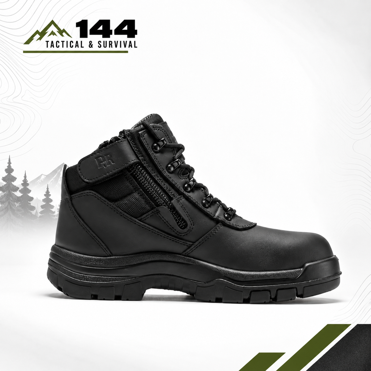 ROCKROOSTER Avalon Black 6 Inch Zip-sided Composite toe Leather Work Boots CP213BK