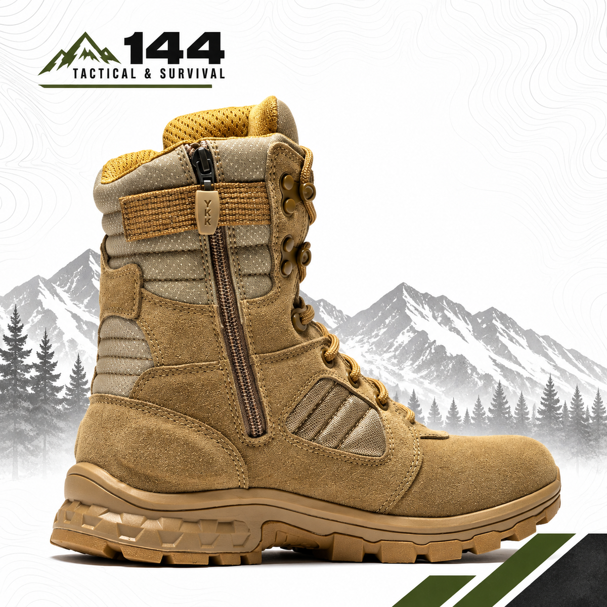 ROCKROOSTER Burano Coyote 8 inch Suede Leather Waterproof Tactical & Military Boots AB540