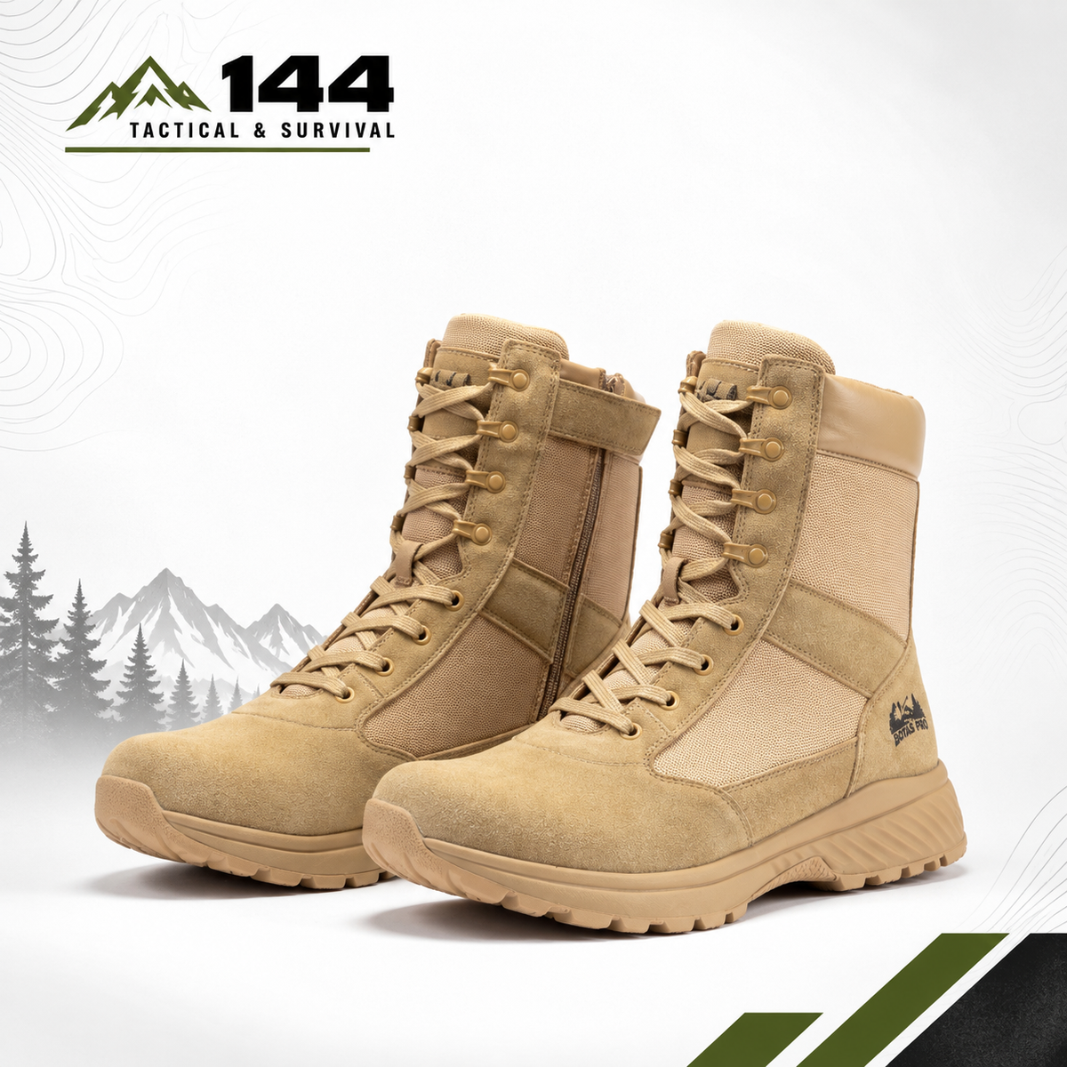 Botas Pro Sand Men's 8 inch Side Zipper Military Tactical Boots BP701