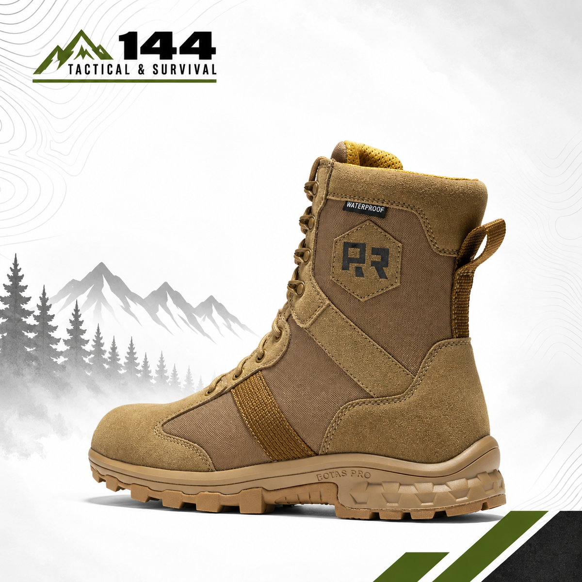ROCKROOSTER Colmar Coyote 8 inch Suede Leather Waterproof Tactical & Military Boots AB500