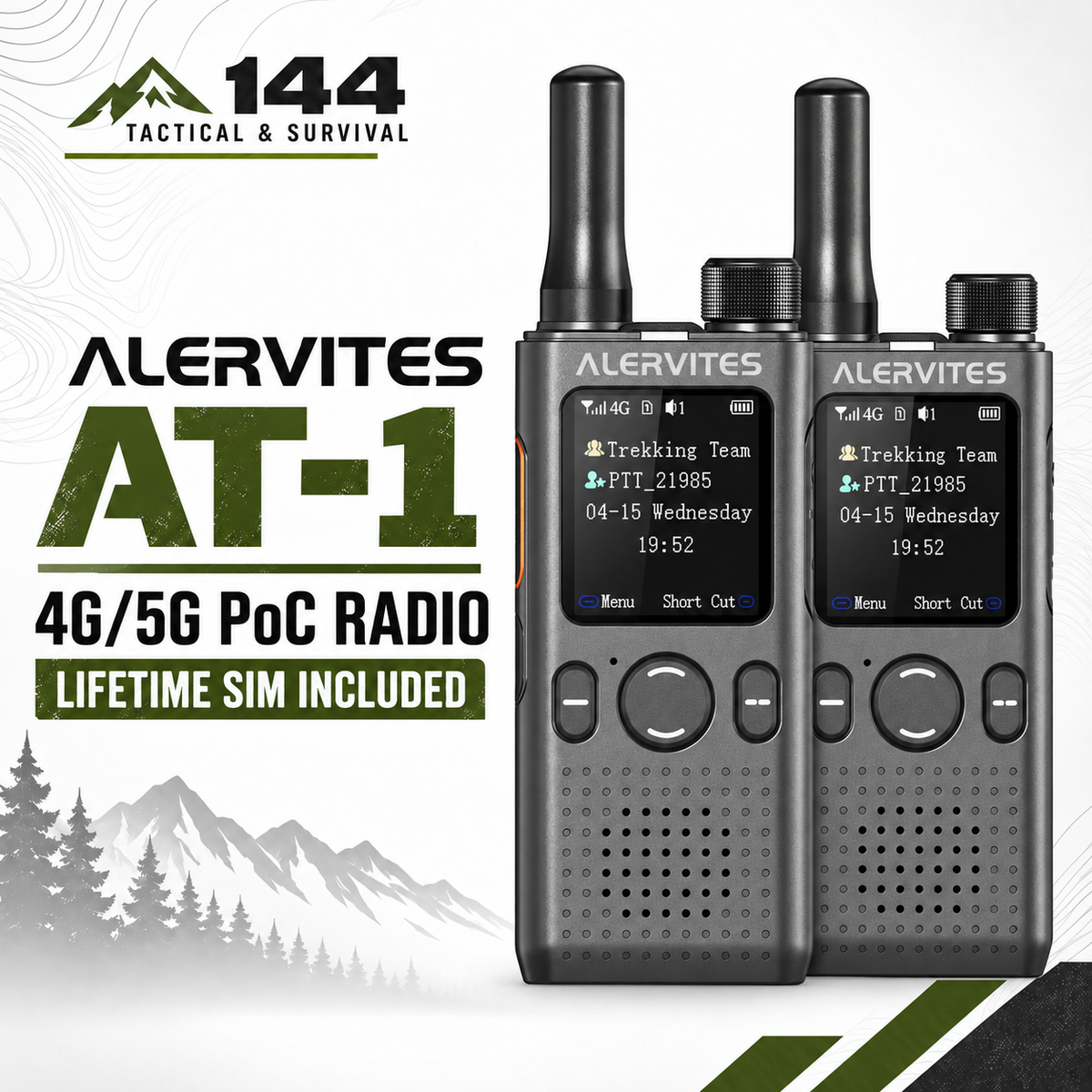 ALERVITES AT1 POC Two Way Radio | Lifetime Free Global Service, Freely Create & Manage Teams, 4G/5G Cellular Network