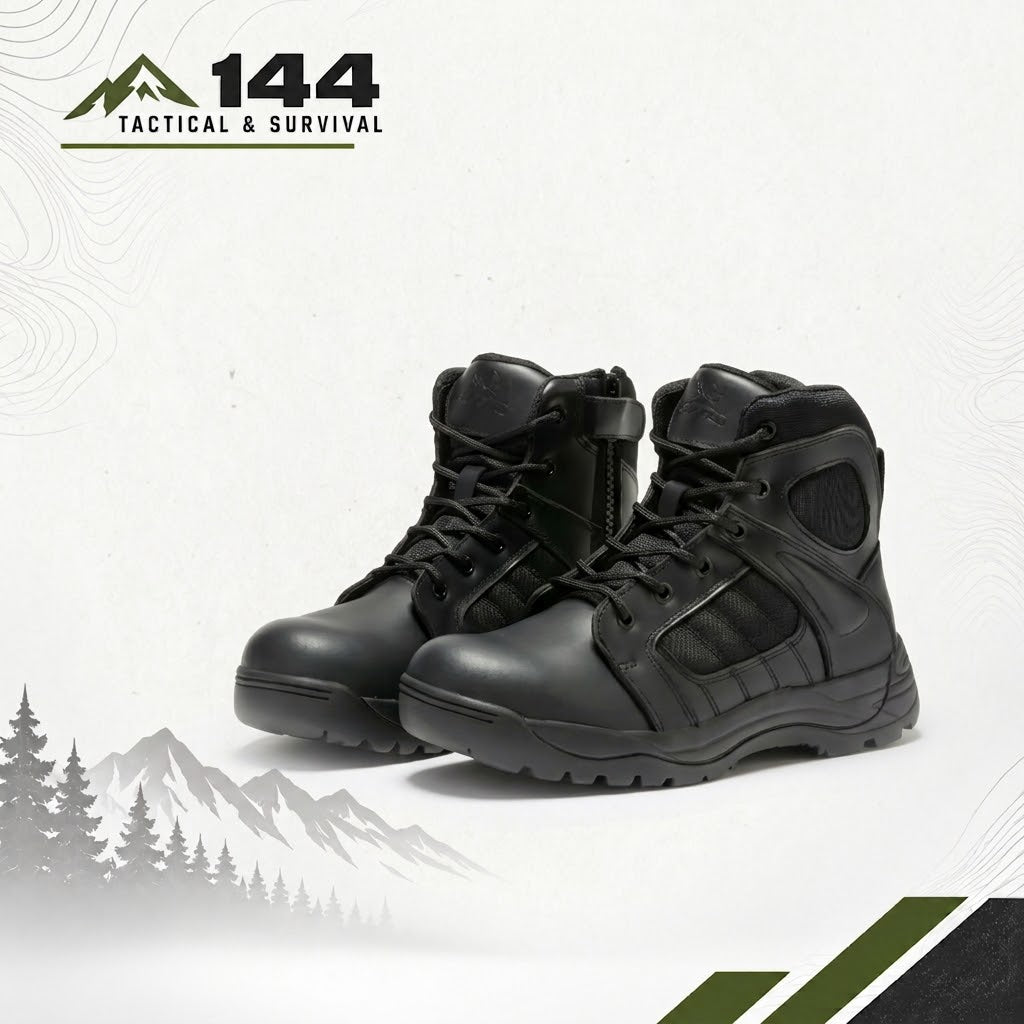 Botas Pro Black Men's 6 inch Side Zipper Rubber Sole Tactical Boots BMP111BK