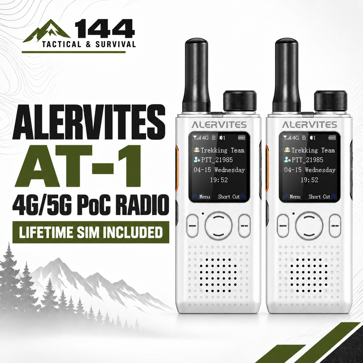 ALERVITES AT1 POC Two Way Radio | Lifetime Free Global Service, Freely Create & Manage Teams, 4G/5G Cellular Network