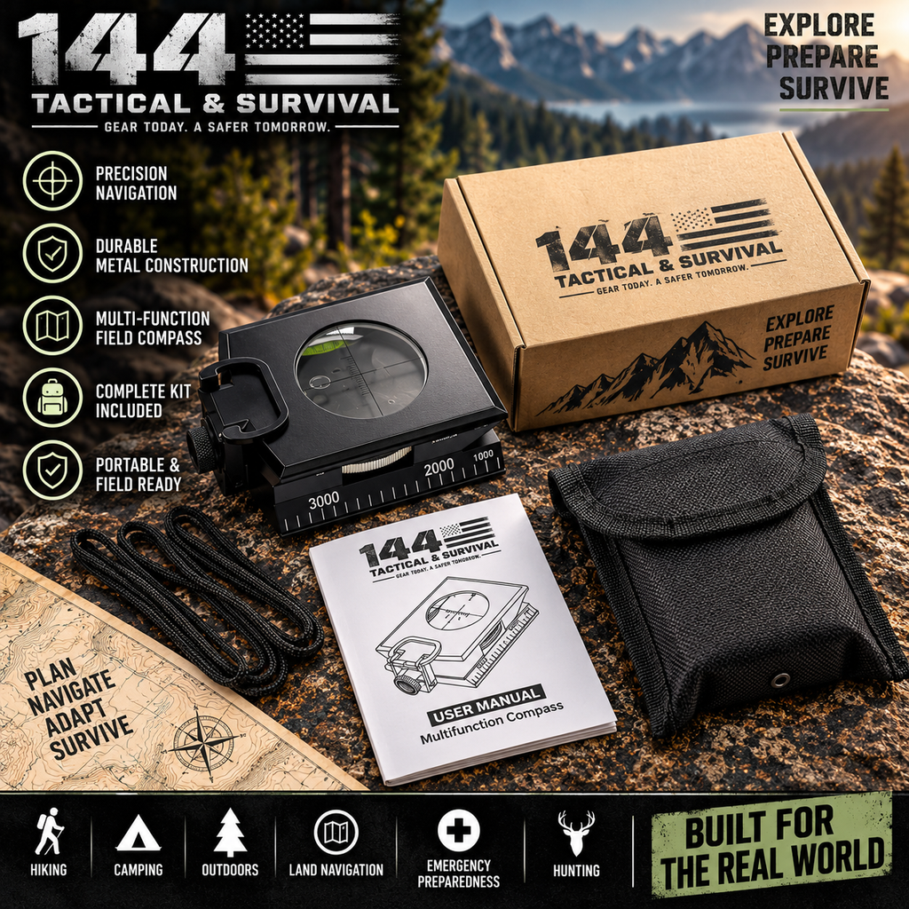 144 Tactical Professional Lensatic Compass with Clinometer