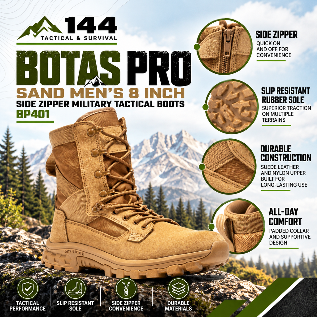 Botas Pro Sand Men's 8 inch Side Zipper Military Tactical Boots BP401