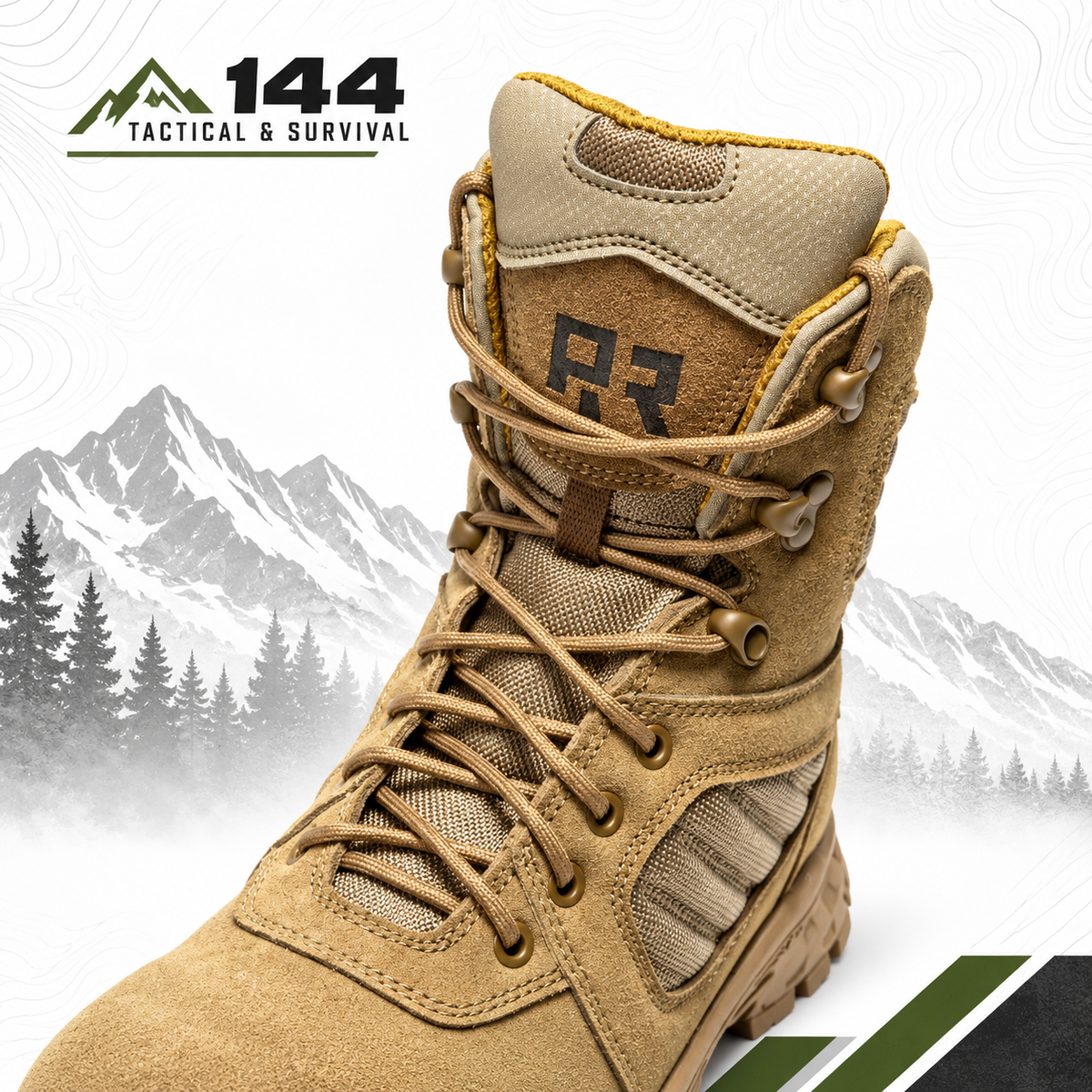 ROCKROOSTER Burano Coyote 8 inch Suede Leather Waterproof Tactical & Military Boots AB540