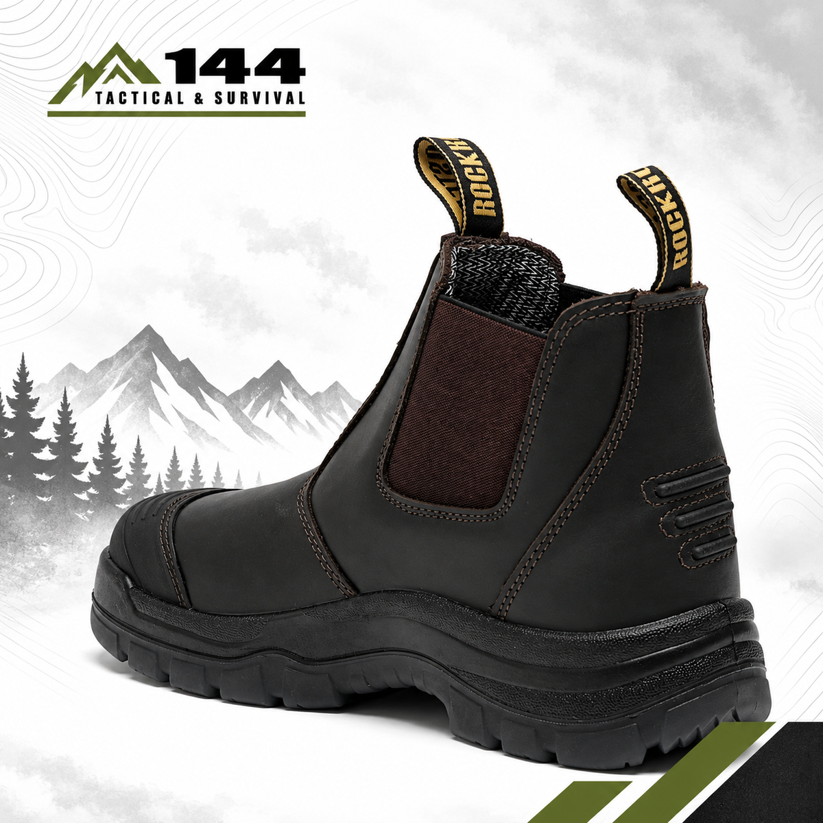 ROCKROOSTER Bakken Dark Brown 6 inch Pull on Leather Work Boots AK229