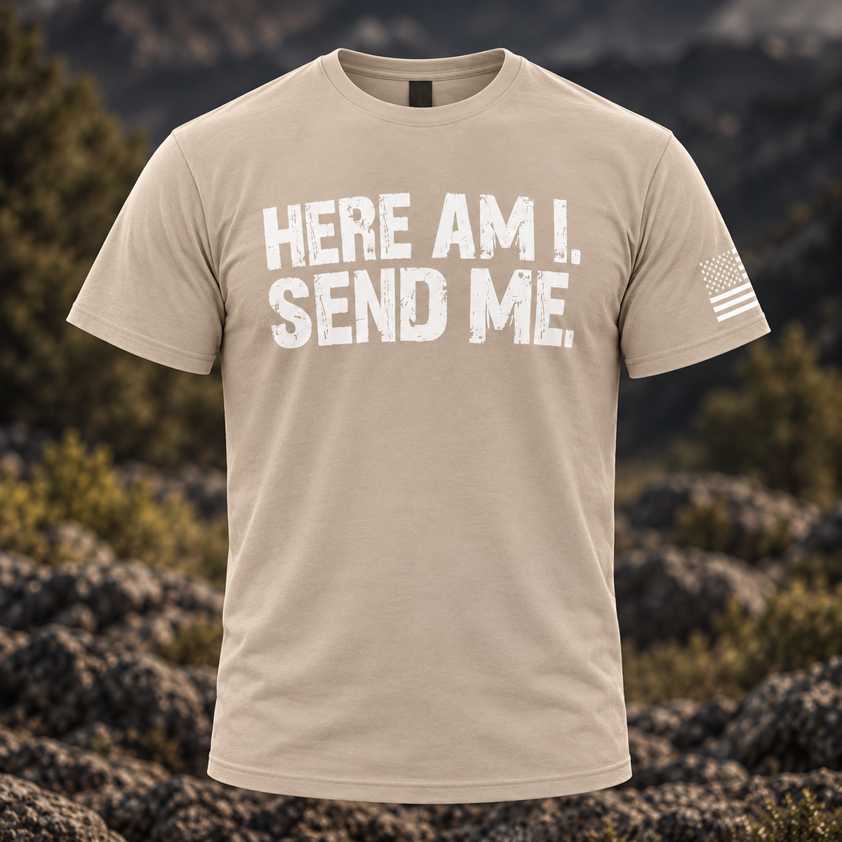 Classic Isaiah 6:8 "HERE AM I, SEND ME Tactical crew neck T-Shirt