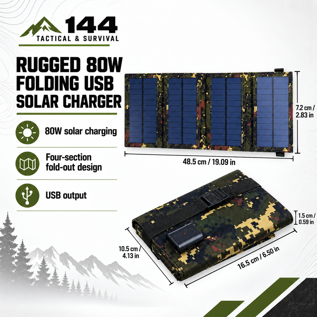 80W Compact USB Folding Solar Panel Charger