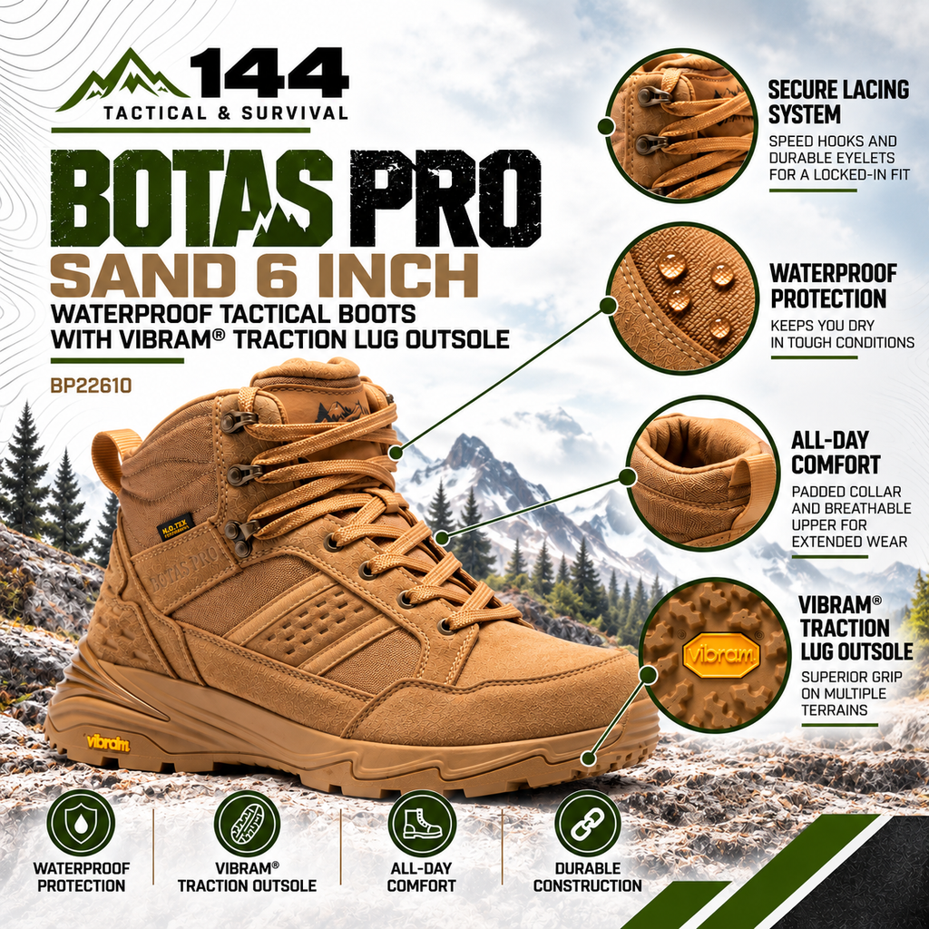 Botas Pro Sand 6 Inch Waterproof Tactical Boots with VIBRAM® Traction Lug Outsole  BP22610