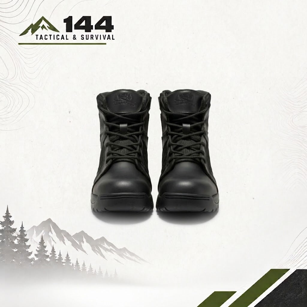 Botas Pro Black Men's 6 inch Side Zipper Rubber Sole Tactical Boots BMP111BK