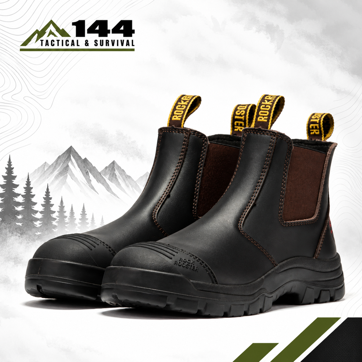 ROCKROOSTER Bakken Dark Brown 6 inch Pull on Leather Work Boots AK229