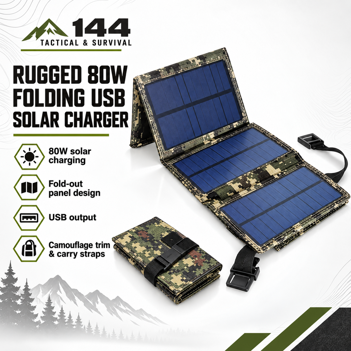 80W Compact USB Folding Solar Panel Charger