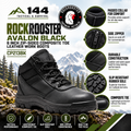 ROCKROOSTER Avalon Black 6 Inch Zip-sided Composite toe Leather Work Boots CP213BK