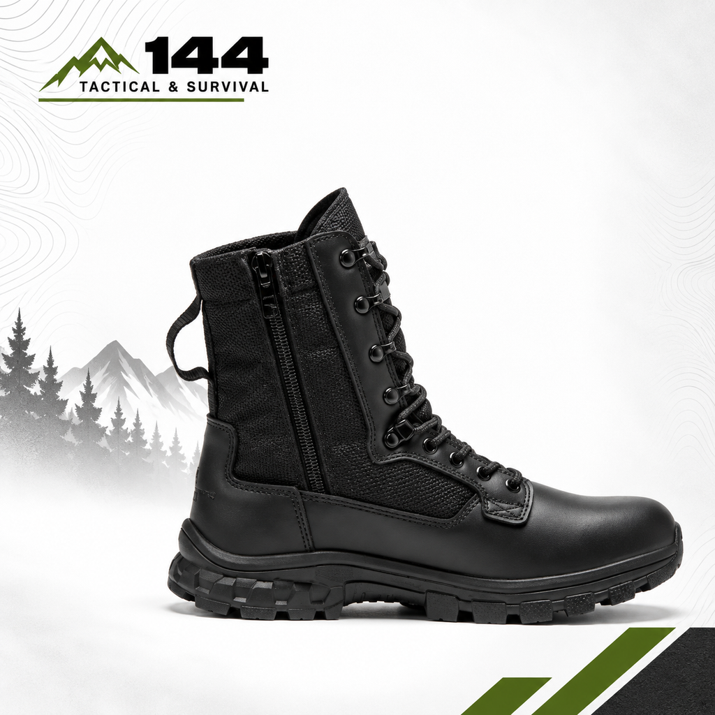 Botas Pro Black Men's 8 inch Side Zipper Military Tactical Boots BP401BK