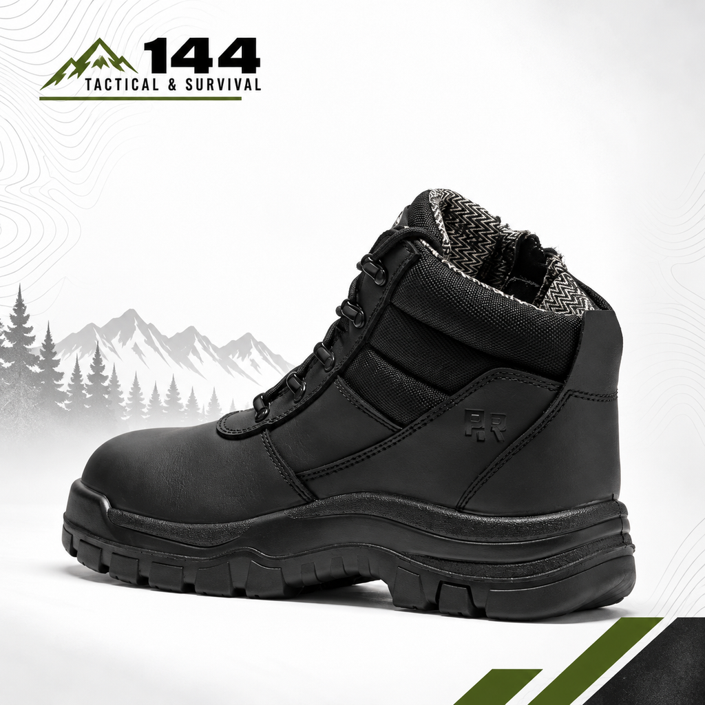 ROCKROOSTER Avalon Black 6 Inch Zip-sided Composite toe Leather Work Boots CP213BK