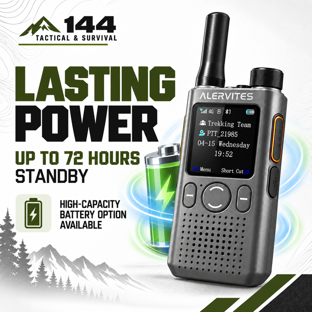 ALERVITES AT1 POC Two Way Radio | Lifetime Free Global Service, Freely Create & Manage Teams, 4G/5G Cellular Network