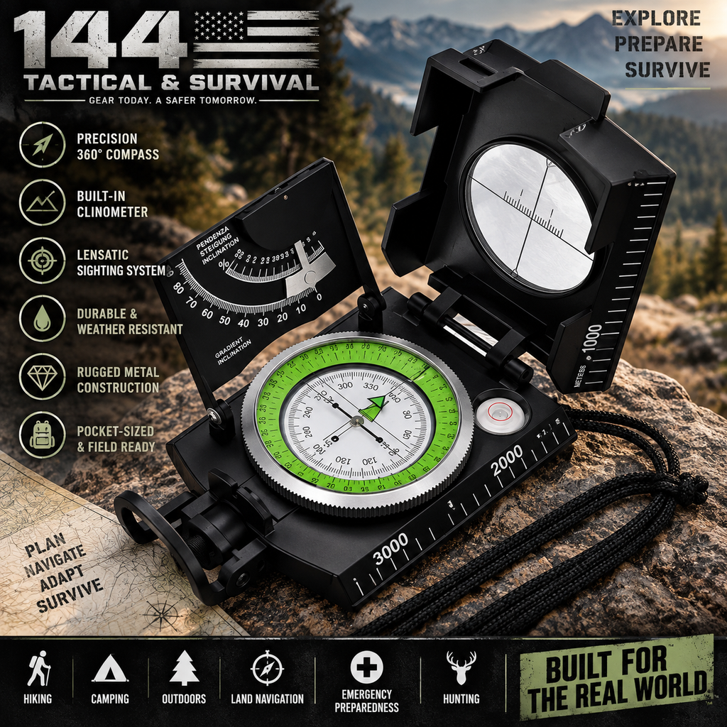 144 Tactical Professional Lensatic Compass with Clinometer