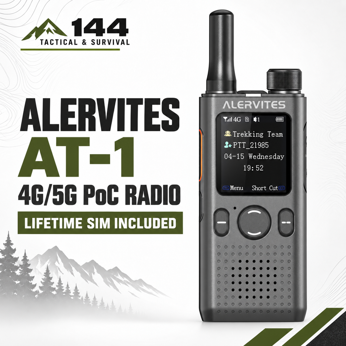 ALERVITES AT1 POC Two Way Radio | Lifetime Free Global Service, Freely Create & Manage Teams, 4G/5G Cellular Network