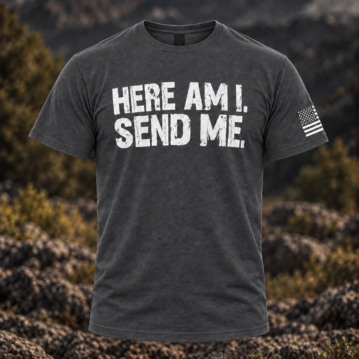 Classic Isaiah 6:8 "HERE AM I, SEND ME Tactical crew neck T-Shirt