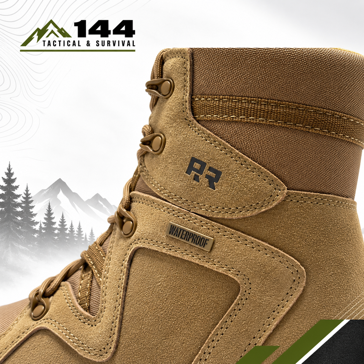 ROCKROOSTER Colmar Coyote 8 inch Suede Leather Waterproof Tactical & Military Boots AB520