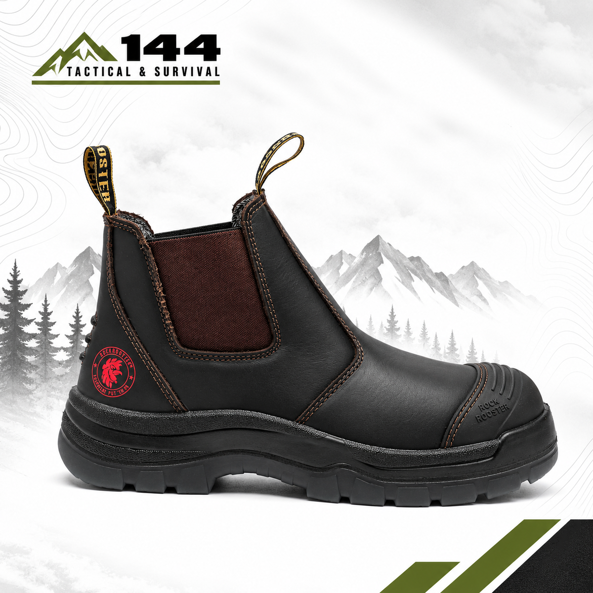 ROCKROOSTER Bakken Dark Brown 6 inch Pull on Leather Work Boots AK229
